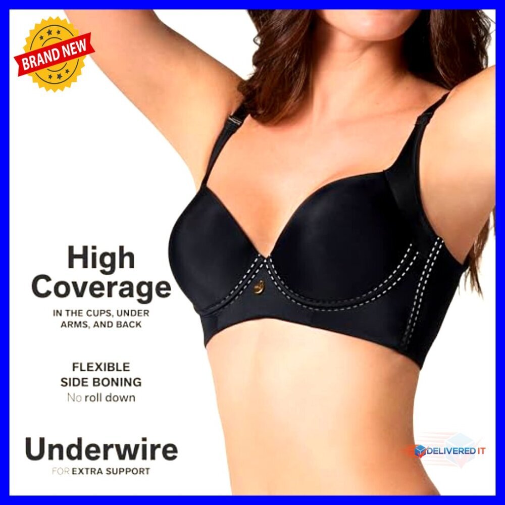 Full Coverage Underwire Bra, Back Smoothing, Adjustable Hook & Eye Closure - Picture 3 of 7
